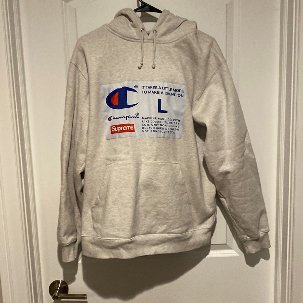 Brand new supreme X champion hoodie size large